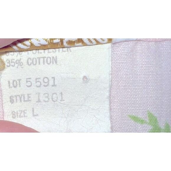 Dan Ellen House‎ Dress Women's Pink Floral Pearl Snap Front Lace Trim Size L VTG - Picture 5 of 5